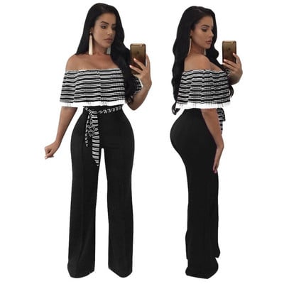 Divat Női cső Fodor Jumpsuits Sexy Playsuits molett Bodysuits Rompers