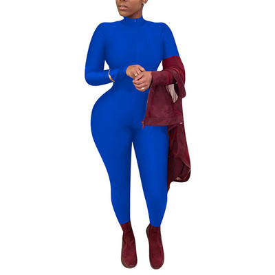 Sexy dámske tepláky s dlhým rukávom a zipsom, priliehavé nohavice, jednodielne klubové oblečenie, párty tepláky