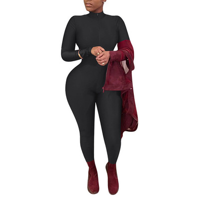 Sexy dámske tepláky s dlhým rukávom a zipsom, priliehavé nohavice, jednodielne klubové oblečenie, párty tepláky