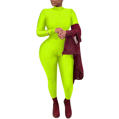 Sexy dámske tepláky s dlhým rukávom a zipsom, priliehavé nohavice, jednodielne klubové oblečenie, párty tepláky