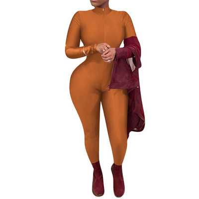 Sexy dámske tepláky s dlhým rukávom a zipsom, priliehavé nohavice, jednodielne klubové oblečenie, párty tepláky