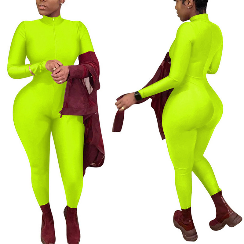 Sexy dámske tepláky s dlhým rukávom a zipsom, priliehavé nohavice, jednodielne klubové oblečenie, párty tepláky