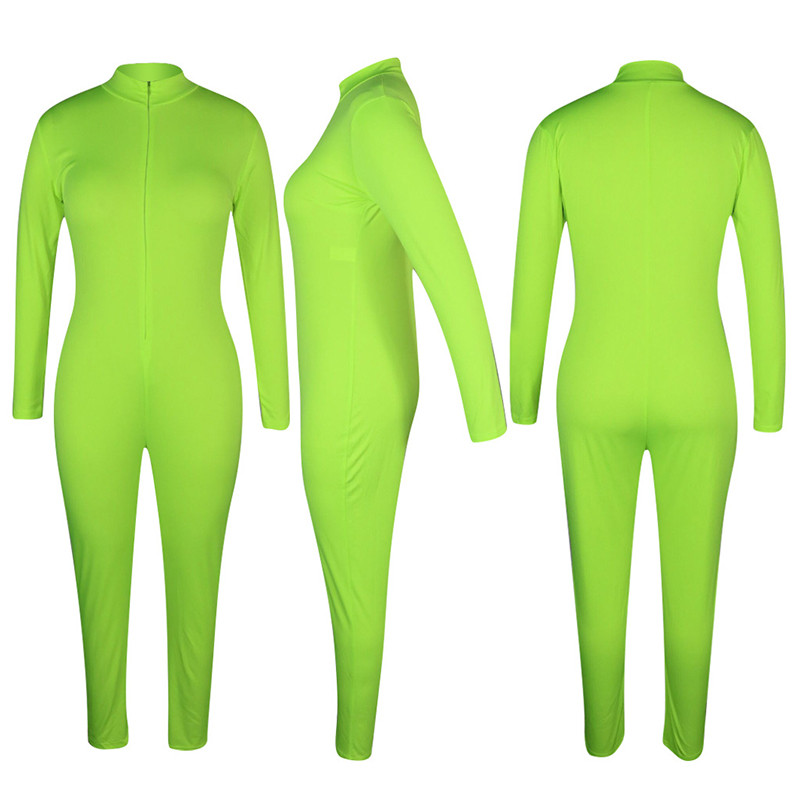 Sexy dámske tepláky s dlhým rukávom a zipsom, priliehavé nohavice, jednodielne klubové oblečenie, párty tepláky