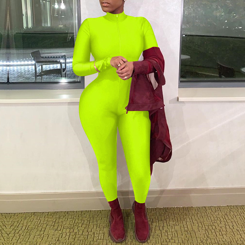 Sexy dámske tepláky s dlhým rukávom a zipsom, priliehavé nohavice, jednodielne klubové oblečenie, párty tepláky