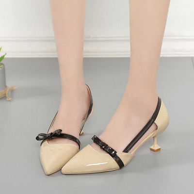 Dámske letné topánky ružové so strednými podpätkami pre ženy 2023 sandále s mašľou a špicatou špičkou, svadobné topánky pre nevestu, najnovšie modely A 39 E