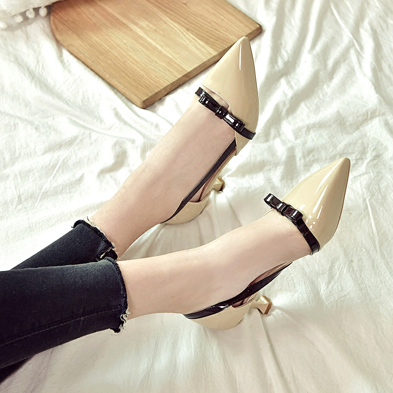 Dámske letné topánky ružové so strednými podpätkami pre ženy 2023 sandále s mašľou a špicatou špičkou, svadobné topánky pre nevestu, najnovšie modely A 39 E