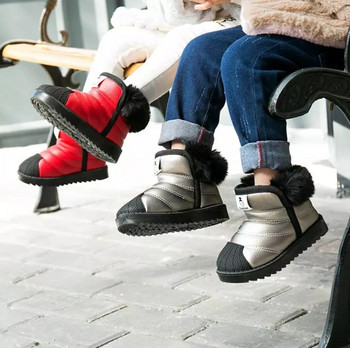 Зимни детски ботуши за момичета и момчета за сняг Топли детски ботуши за открито Водоустойчиви нехлъзгащи се детски топли плюшени ботуши Памучни спортни обувки