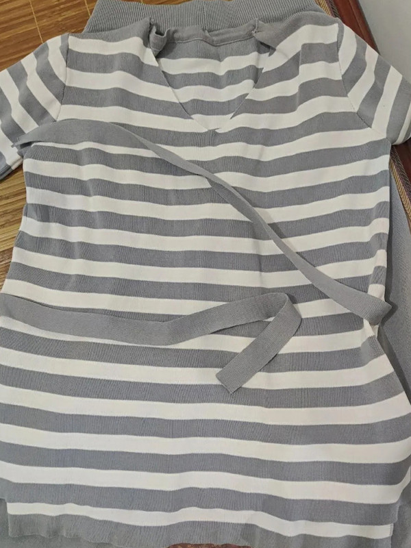 Tricotat de vară pentru femei, cu decolteu în V, cu cusături în dungi, pulover + talie elastică, pantaloni cu picioare largi Set două piese femei