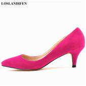 6 εκ. Comfort ψηλοτάκουνα γυναικεία παπούτσια 2023 Spring pointed toe Solid Flock Fashion Wedding Dress Pumps Shallow γυναικεία παπούτσια γραφείου