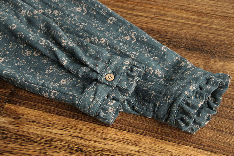 5807 Proljetna ženska bluza Vintage samostojeći ovratnik Japanski stil Široka majica dugih rukava s cvjetnim printom Pulover Topovi Pamučne košulje