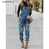 Γυναικείες Ολόσωμες φόρμες Τζιν Απλές σκισμένες πλυμένες Do Old Denim Casual Παντελόνια Μόδα Γυναικεία Street Straight Long Jeans