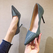 Jesen 2023. Jezgrovite lakirane kožne crvene ženske cipele za vjenčanje sa šiljatim prstima na visoke potpetice 9 cm, ženske seksi cipele za zabavu, plitke