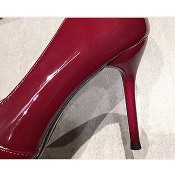 2023 Φθινόπωρο συνοπτικό λουστρίνι κόκκινα γυναικεία παπούτσια γάμου Ψηλοτάκουνα στιλέτο με μυτερή μύτη 9 εκ. Γυναικεία σέξι παπούτσια για πάρτι ρηχά