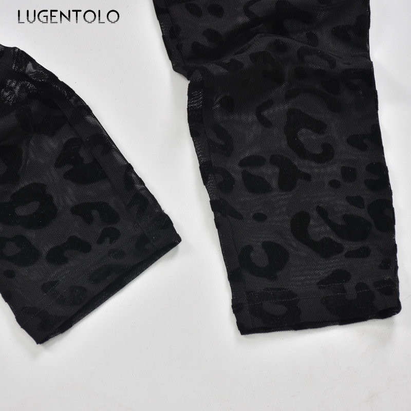 Sexy Perspective Jumpsuits Women Party Club Flocked Slim Zipper Skinny Stretch Άνοιξη Καλοκαίρι Λεπτό μακρυμάνικο μολύβι Ρούχα