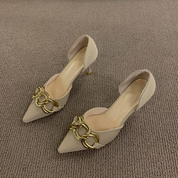 Μόδα Γόβες Παπούτσια Γυναικεία Κομψότητα Μεταλλική Αλυσίδα Διακόσμηση Αντλίες Άνοιξη Νεότερο D\'Orsay Party Γόβες γάμου