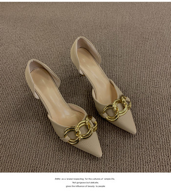 Μόδα Γόβες Παπούτσια Γυναικεία Κομψότητα Μεταλλική Αλυσίδα Διακόσμηση Αντλίες Άνοιξη Νεότερο D\'Orsay Party Γόβες γάμου