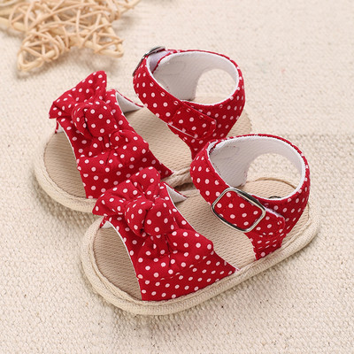Cipele za dojenčad, cipele za djevojčice, ravne sandale, mekani potplat, protuklizni, ljetne mašne, točkaste pruge, čipkaste cipele za krevetić, novorođenče, prva hodalica, vruća rasprodaja