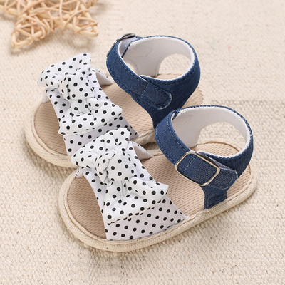 Cipele za dojenčad, cipele za djevojčice, ravne sandale, mekani potplat, protuklizni, ljetne mašne, točkaste pruge, čipkaste cipele za krevetić, novorođenče, prva hodalica, vruća rasprodaja