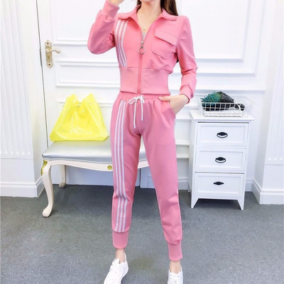 Dámska tepláková súprava 2023 Jar Jeseň Nová kórejská voľnočasová študentská tepláková súprava Módne topy s kapucňou, nohavice, 2 dvojdielne sety