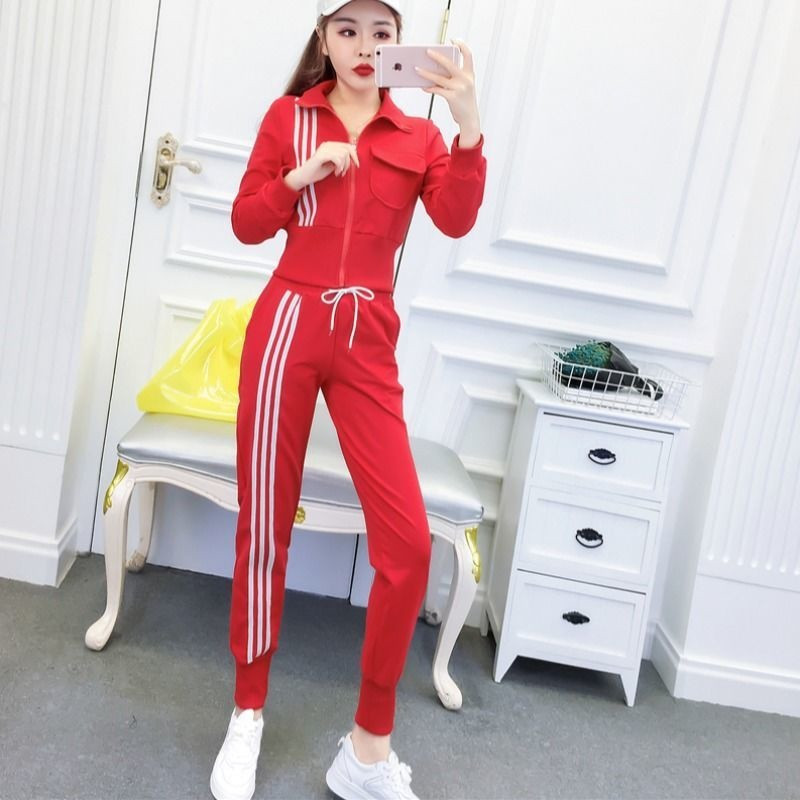 Dámska tepláková súprava 2023 Jar Jeseň Nová kórejská voľnočasová študentská tepláková súprava Módne topy s kapucňou, nohavice, 2 dvojdielne sety