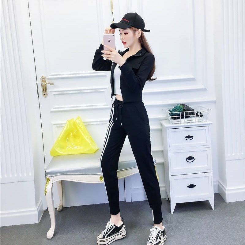 Dámska tepláková súprava 2023 Jar Jeseň Nová kórejská voľnočasová študentská tepláková súprava Módne topy s kapucňou, nohavice, 2 dvojdielne sety