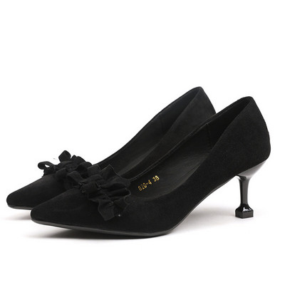 Jesenska moda 2023. Flock Ženske cipele s leptir-čvorovima, šiljate vrhove, 6/9 cm visoke potpetice, ženske uredske cipele na natikače, kaki haljina