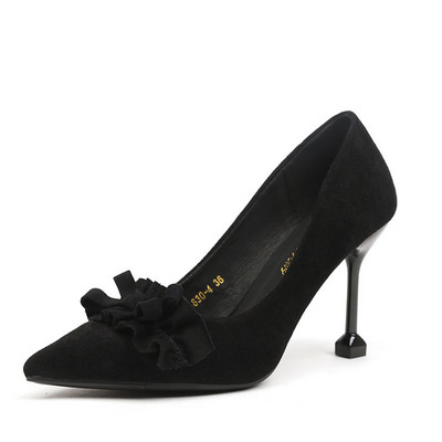 Jesenska moda 2023. Flock Ženske cipele s leptir-čvorovima, šiljate vrhove, 6/9 cm visoke potpetice, ženske uredske cipele na natikače, kaki haljina