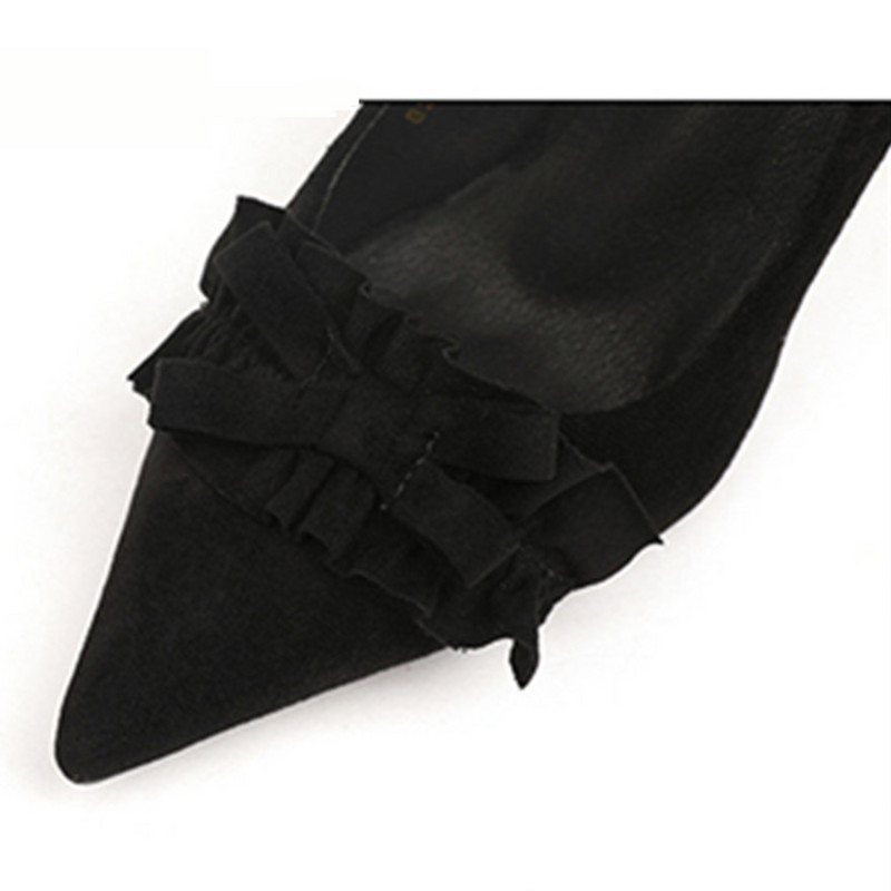 Jesenska moda 2023. Flock Ženske cipele s leptir-čvorovima, šiljate vrhove, 6/9 cm visoke potpetice, ženske uredske cipele na natikače, kaki haljina