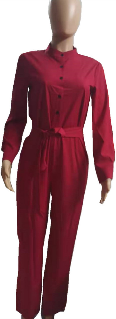 Elegantni ženski kombinezon s ležernim uzorkom dugih rukava s V-izrezom, uski modni ženski dugi kombinezoni širokih nogavica Lugentolo