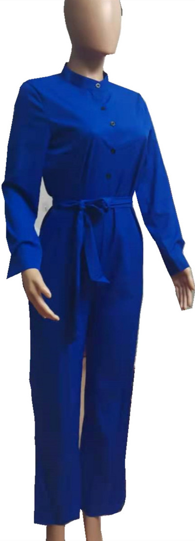 Elegantni ženski kombinezon s ležernim uzorkom dugih rukava s V-izrezom, uski modni ženski dugi kombinezoni širokih nogavica Lugentolo