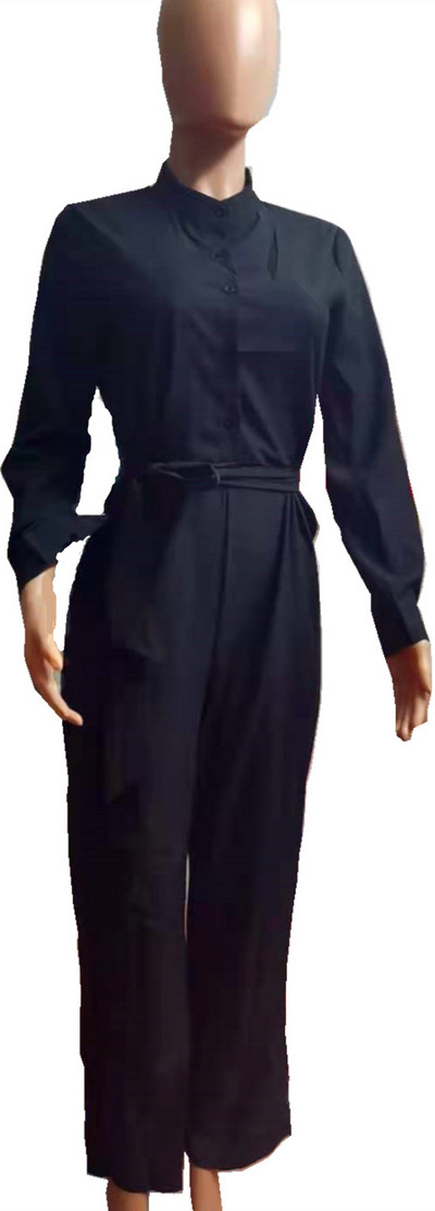 Elegantni ženski kombinezon s ležernim uzorkom dugih rukava s V-izrezom, uski modni ženski dugi kombinezoni širokih nogavica Lugentolo