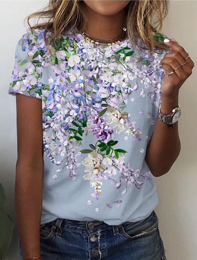 Dámske tričko s motýľovou potlačou, modrá mikina s dlhým rukávom, módny výstrih do O, regulárny strih, maľba na motýle, jar a jeseň 2023