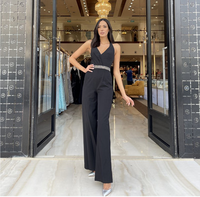 Salopete sexy pentru femei, fără mâneci, cu decolteu în V, solid, subțiri, de vară, pantaloni casual, pantaloni largi