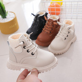 Παιδικές μπότες Martin Rindu με βαμβάκι και χοντρό δέρμα, αδιάβροχα βαμβακερά παπούτσια για αγόρια και βελούδινες δερμάτινες μπότες