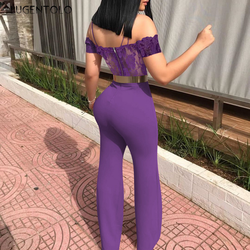 Dámsky úzky overal s krátkym rukávom, ležérny, špagetový ramienok, módny, sexy, čipkovaný, nočný klub, dámsky overal s aplikáciou, Lugentolo