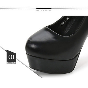 Размер 33-39 Кратки меки кожени супер високи токчета 12CM помпи за жени Секси офис обувки с остри пръсти на платформа Дамски парти с приплъзване