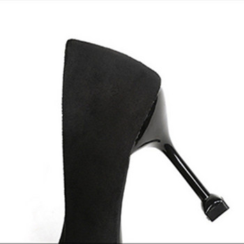 2023 Κορεατικής μόδας μεταλλική πόρπη Ρηχά ψηλοτάκουνα παπούτσια για γυναίκες με μυτερά δάχτυλα 6/9cm Ψηλά τακούνια Solid Flock Γυναικείες αντλίες γραφείου