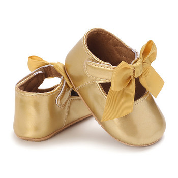Пролетни модни новородени златни бебешки обувки Неплъзгащо се платнено дъно Обувки за момиче Елегантни дишащи ежедневни бебешки обувки за първо ходене