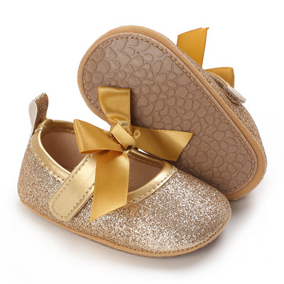 Jarná móda novorodeneckých zlatých detských topánok, protišmykové látkové spodné dievčenské topánky, elegantné priedušné ležérne detské prvé vychádzkové topánky