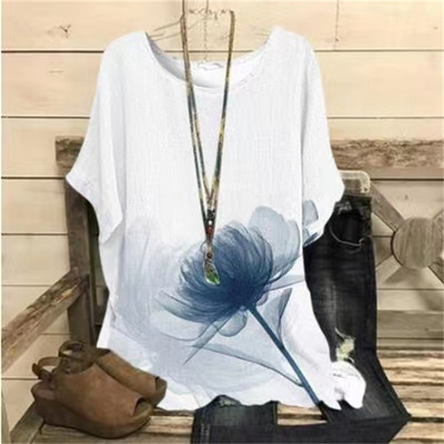 Tricou de modă pentru femei, cu decolteu O, cu mânecă scurtă, tricou cu imprimeu cu flori 3d, tricou supradimensionat pentru femei, Harajuku, pulover pentru femei