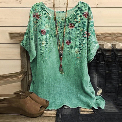 Tricou de modă pentru femei, cu decolteu O, cu mânecă scurtă, tricou cu imprimeu cu flori 3d, tricou supradimensionat pentru femei, Harajuku, pulover pentru femei