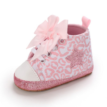 Обувки за новородено момче и момиче Warren Sina Бебешки обувки First Walker Мека нехлъзгаща се подметка Прекрасен лък Ежедневни платнени детски обувки