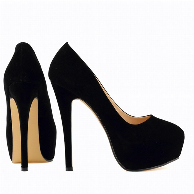 Stilul Star! Noua sosire Pantofi de petrecere cu platformă înaltă Pantofi de damă de modă din piele de turmă cu vârf ascuțit Tocuri puțin adânci 14 cm Pantofi pentru femei