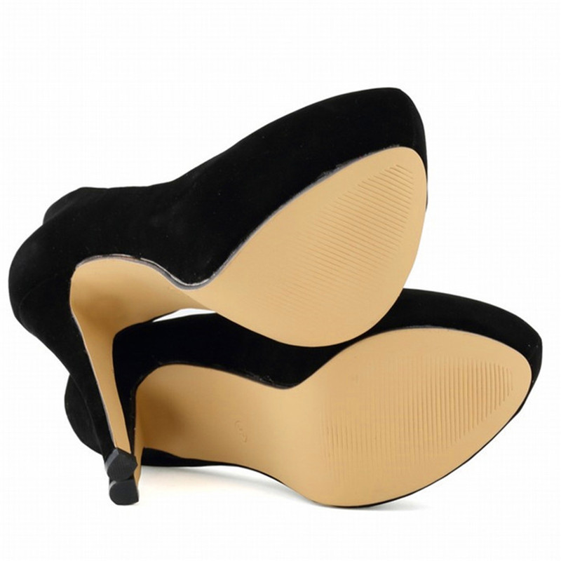 Stilul Star! Noua sosire Pantofi de petrecere cu platformă înaltă Pantofi de damă de modă din piele de turmă cu vârf ascuțit Tocuri puțin adânci 14 cm Pantofi pentru femei