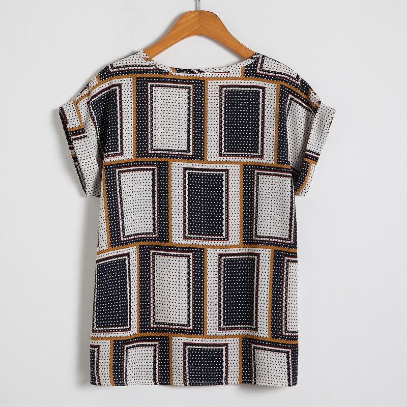 Ležerna ženska bluza od šifona Ženska karirana kratka majica s krilima šišmiša kratkih rukava Ljetne majice velikih veličina