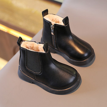 Παιδικές μπότες Chelsea για νήπια Χειμερινά βελούδινα μαύρα μπεζ Παιδικά κοντό φερμουάρ για μπότες εύκαμπτο 22-31 Μόδα Unisex αγόρια παπούτσια για κορίτσια