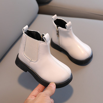 Detské čižmy Chelsea, zimné plyšové, čierne béžové, detské krátke čižmy na zips, flexibilné, veľkosť 22-31, módne unisex topánky pre chlapcov a dievčatá