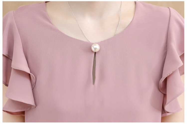 Suvine lühikeste varrukatega pluusisärk Naiste topid Blusas Mujer De Moda 2023 pluus Naiste O-kaelusega šifoonpluus Topid Naiste särgid D198