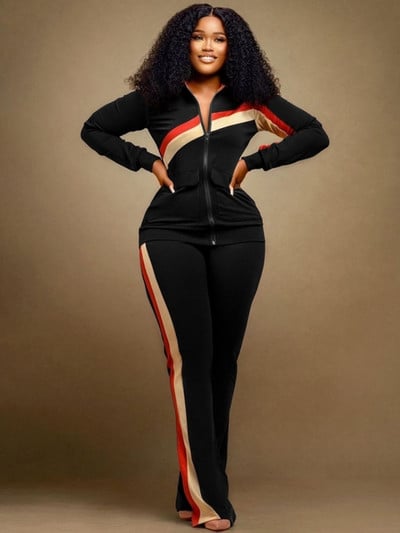 Trenirka Ženski komplet hlača Dvodijelni set Jesen Zima Jakna s patentnim zatvaračem Gornji dijelovi Odijela za trčanje Vintage patchwork odjeća Y2k Streetwear