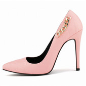 Modni metalni lanac Plitke ženske cipele Nove jesenske crno-bijele crvene cipele za šivanje Špice na visoku petu Ženske radne cipele za vjenčanje